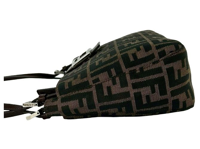 Fendi Vintage Zucca FF Pattern Handtasche Braun Schwarz - Ansicht 5