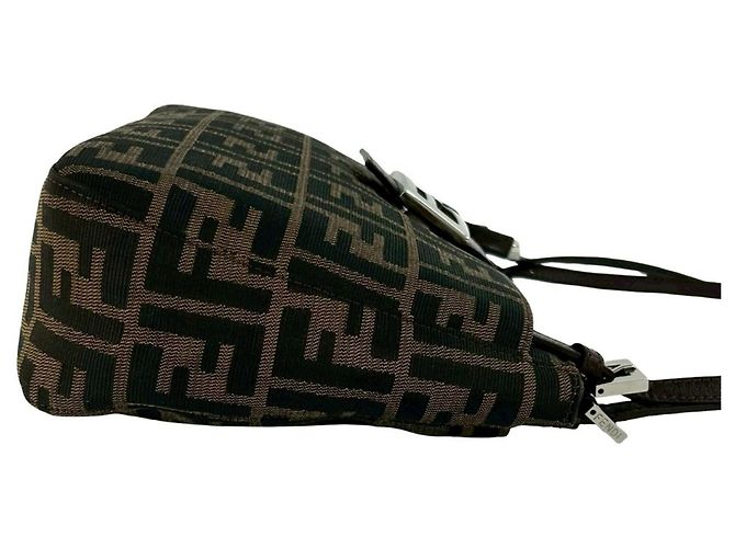 Fendi Vintage Zucca FF Pattern Handtasche Braun Schwarz - Ansicht 6