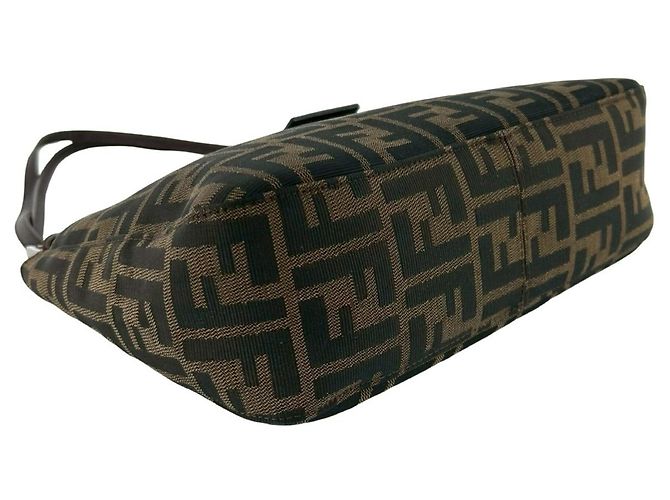 Fendi Vintage Zucca FF Pattern Handtasche Braun Schwarz - Ansicht 7