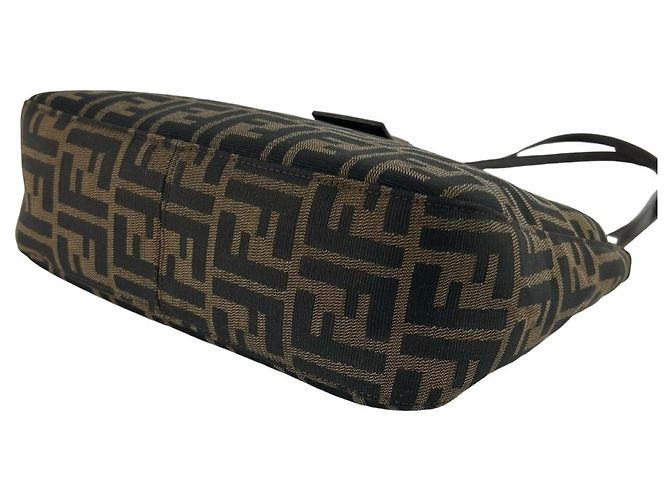 Fendi Vintage Zucca FF Pattern Handtasche Braun Schwarz - Ansicht 8