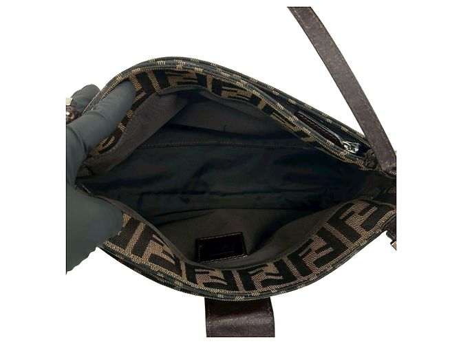 Fendi Vintage Zucca FF Pattern Handtasche Braun Schwarz - Ansicht 9