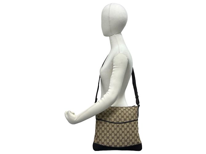 Borsa a tracolla Gucci GG Canvas e pelle Marrone Beige - vista 2