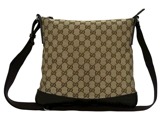 Borsa a tracolla Gucci GG Canvas e pelle Marrone Beige - vista 3