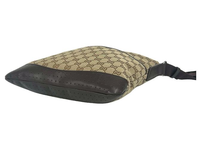 Borsa a tracolla Gucci GG Canvas e pelle Marrone Beige - vista 8