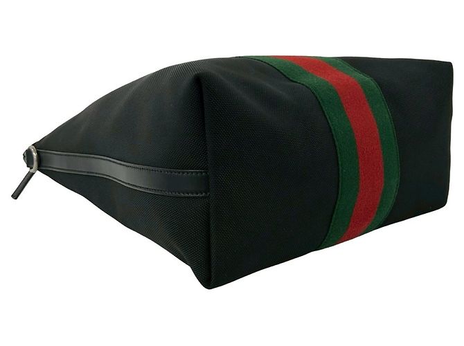Borsa a mano GUCCI Sherry Line Canvas Leather Nero Rosso Verde - vista 7