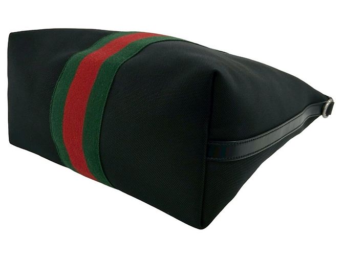 Borsa a mano GUCCI Sherry Line Canvas Leather Nero Rosso Verde - vista 8