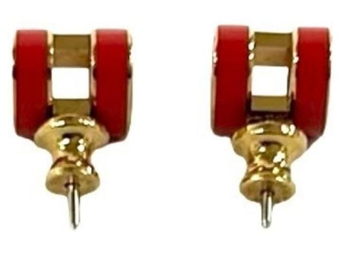 Hermès Orecchini HERMES Mini Pop H Logo Motif Rosso D'oro - vista 6