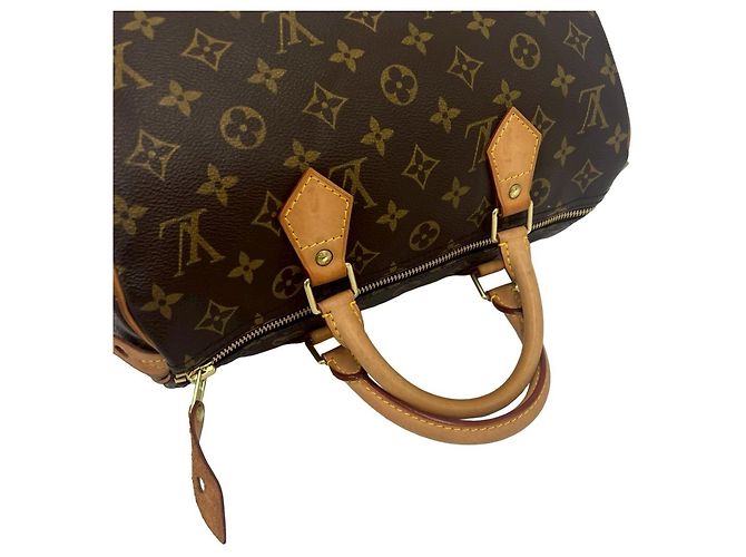 Borsa Louis Vuitton Speedy 30 Monogram Leather Marrone - vista 4