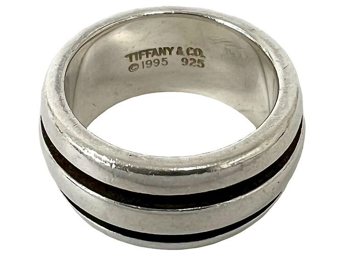 Tiffany & Co Tiffany Vintage Grooved Double Line Band Ring Silber - Ansicht 3
