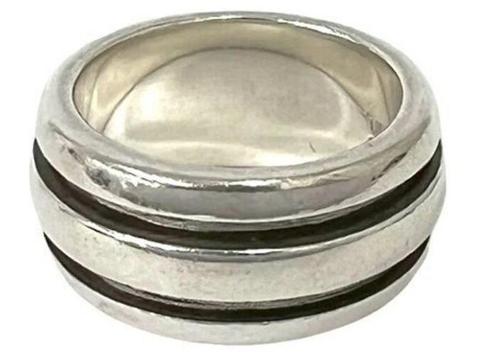 Tiffany & Co Tiffany Vintage Grooved Double Line Band Ring Silber - Ansicht 4