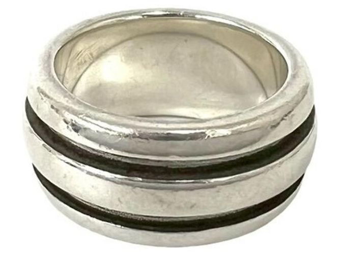 Tiffany & Co Tiffany Vintage Grooved Double Line Band Ring Silber - Ansicht 5