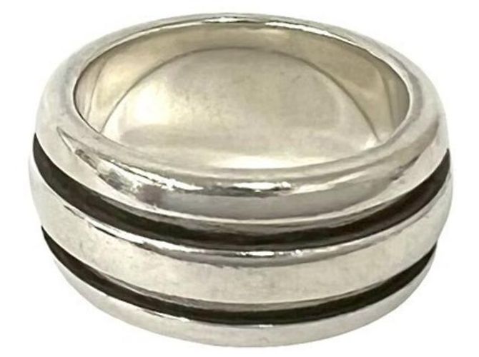 Tiffany & Co Tiffany Vintage Grooved Double Line Band Ring Silber - Ansicht 6