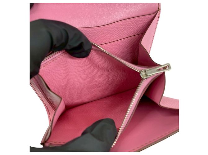 Hermès Hermes Constance Compact Bi-Fold Wallet Pink - view 10