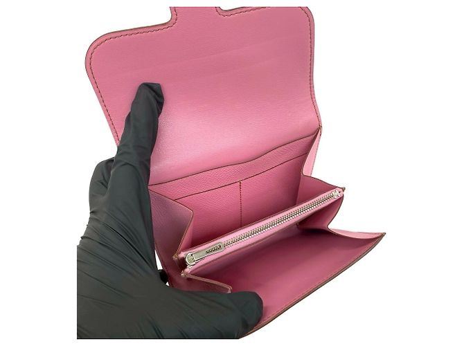 Hermès Hermes Constance Compact Bi-Fold Wallet Pink - view 8