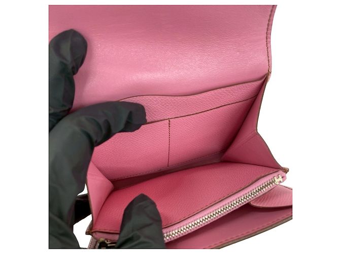 Hermès Hermes Constance Compact Bi-Fold Wallet Pink - view 9