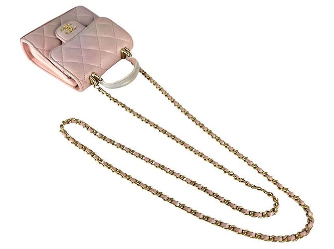 Borsa a tracolla in pelle rosa Chanel - vista 10