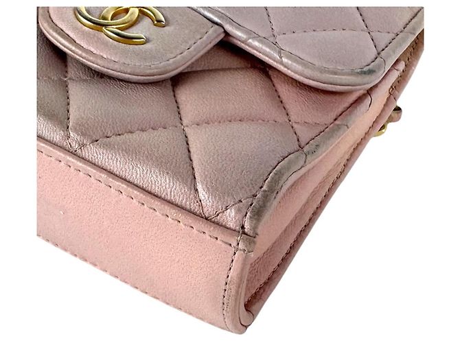 Borsa a tracolla in pelle rosa Chanel - vista 9