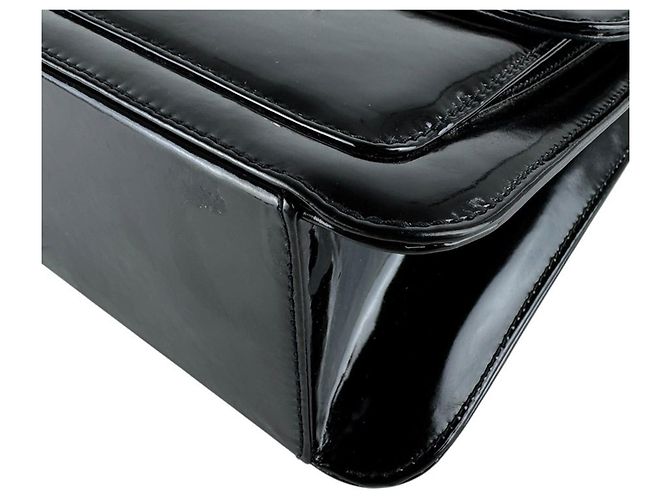 Borsa a tracolla Chanel in pelle vernice Nero - vista 9