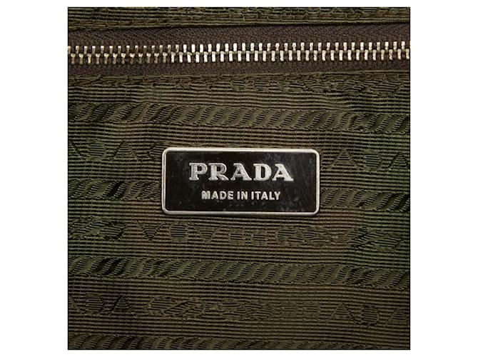 Prada Triangle Logo Plate Tote Bag Beige Gelb - Ansicht 7
