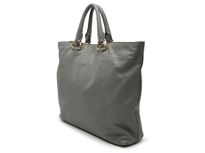 Prada Logo Tote Bag aus Leder Braun - Ansicht 2