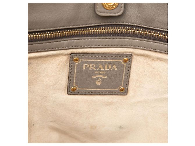 Prada Logo Tote Bag aus Leder Braun - Ansicht 5