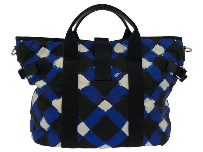 Borsa Chanel Airline 93325 Nero Bianco Blu - vista 2