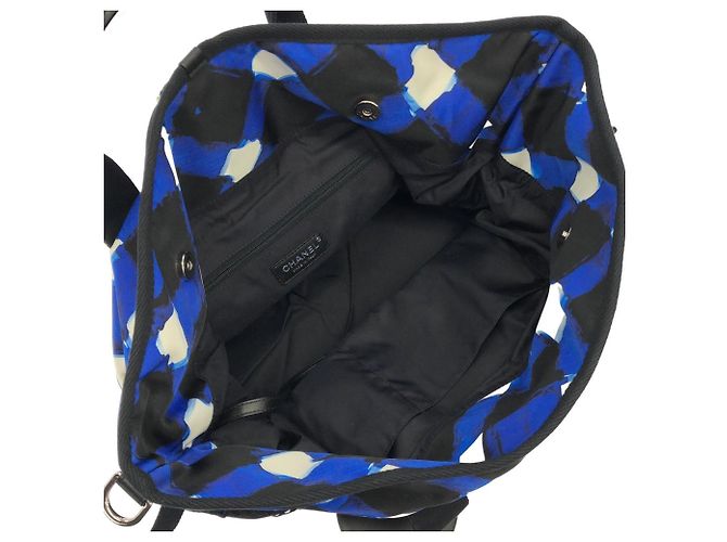 Borsa Chanel Airline 93325 Nero Bianco Blu - vista 7