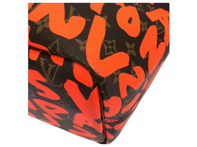 Borsa Louis Vuitton Monogram Graffiti Neverfull GM Marrone Arancione - vista 3