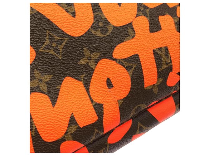 Borsa Louis Vuitton Monogram Graffiti Neverfull GM Marrone Arancione - vista 5