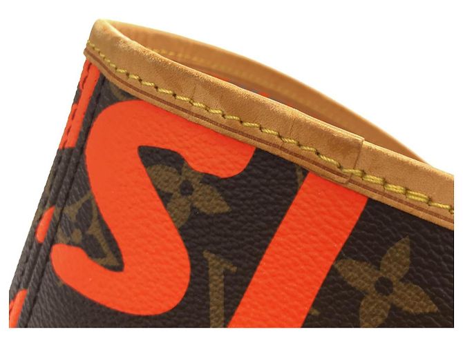 Borsa Louis Vuitton Monogram Graffiti Neverfull GM Marrone Arancione - vista 6
