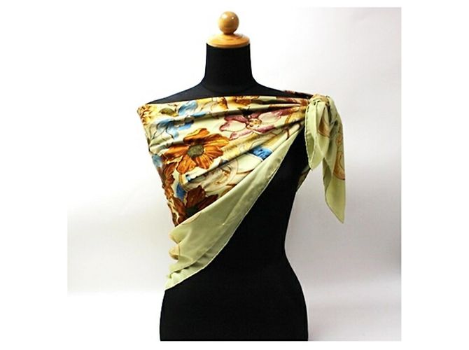 Lenço de seda Chanel Multicor Verde claro - vista 3