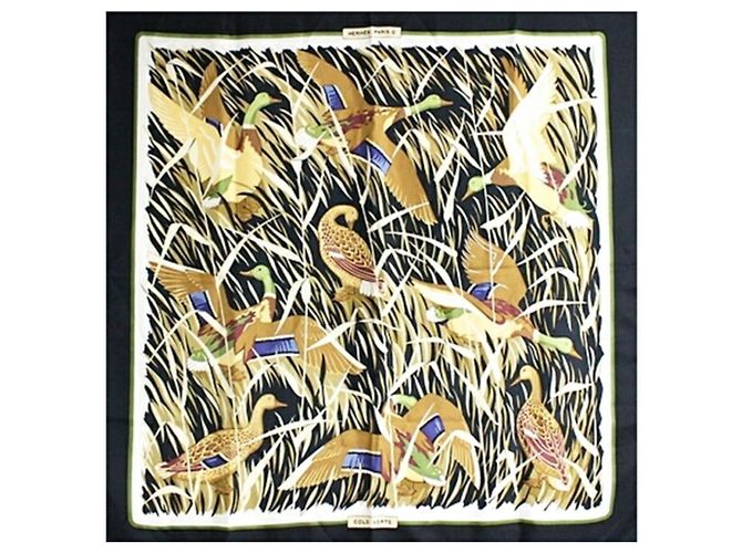 Hermès Sciarpa in seta Hermes Carré 90 COLS VERTS Camo Nero Multicolore - vista 2