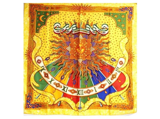 Hermès Sciarpa in seta Hermes Carré 90 CARPE DIEM Multicolore Giallo - vista 2
