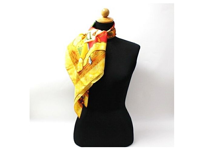 Hermès Sciarpa in seta Hermes Carré 90 CARPE DIEM Multicolore Giallo - vista 4