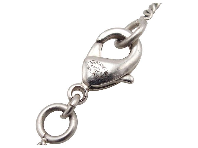 Collana con pendente Chanel Silver CC Brass Resin Studded Argento - vista 5