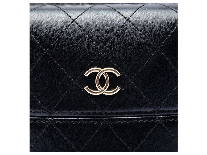 Chanel Black CC gestepptes Lammleder Ketten-Handyhalter Schwarz - Ansicht 5