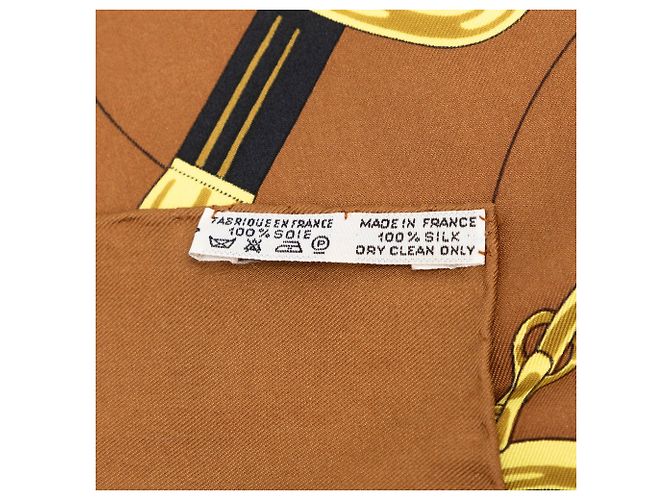 Pañuelo de seda Hermès Brown Eperon D Or 90 Castaño - vista 5