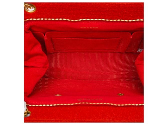Chanel Red CC Chevron Tweed Chain Schultertasche Rot - Ansicht 3