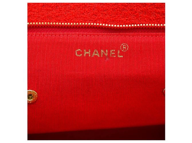 Chanel Red CC Chevron Tweed Chain Schultertasche Rot - Ansicht 4