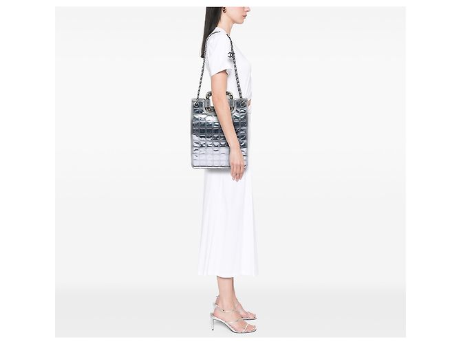 Chanel Silver CC Vinyl Ice Cube Shopper Tote Silber - Ansicht 5