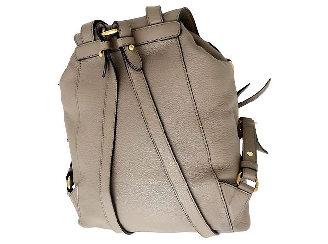 Zaino Prada Brown Vitello Daino Cinch Marrone Taupe - vista 2