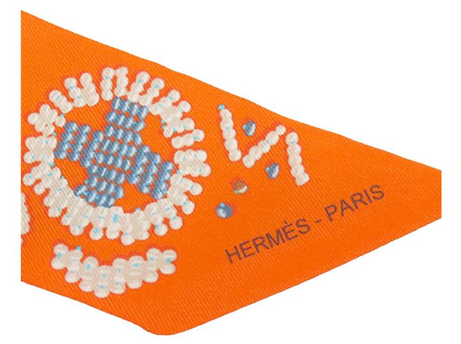 Hermès Seidentuch Twilly Orange Kelly En Perles - Ansicht 4