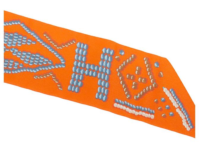 Hermès Seidentuch Twilly Orange Kelly En Perles - Ansicht 5
