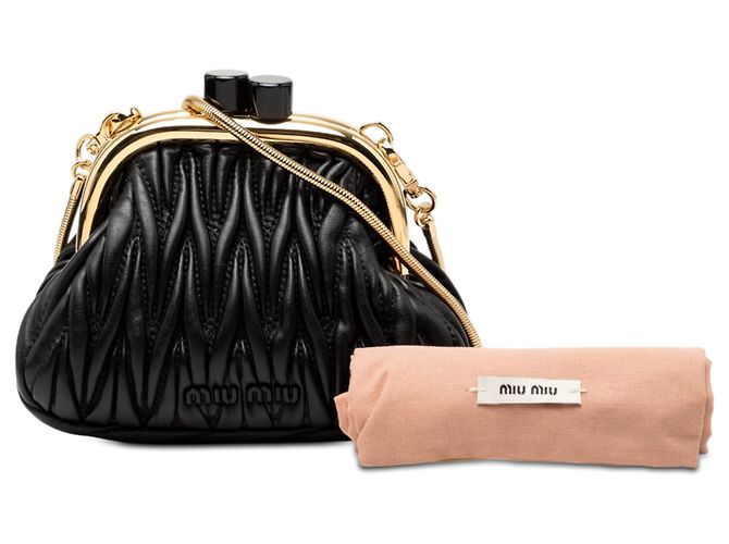 Miu Miu Black Mini Matelasse Nappa Belle Crossbody Nero - vista 7
