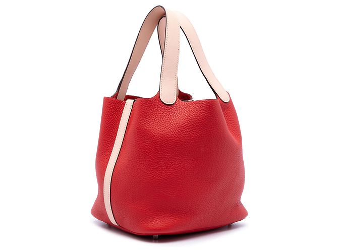 Hermès Picotin Lock 22 zweifarbig Rot in Clemence und Swift - Ansicht 2