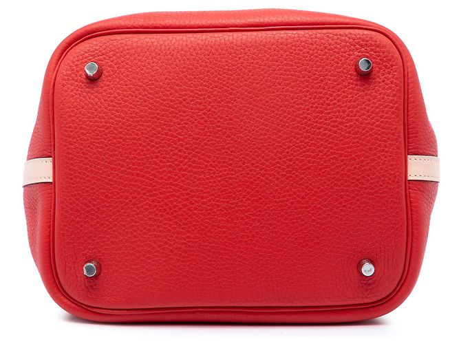 Hermès Picotin Lock 22 zweifarbig Rot in Clemence und Swift - Ansicht 3
