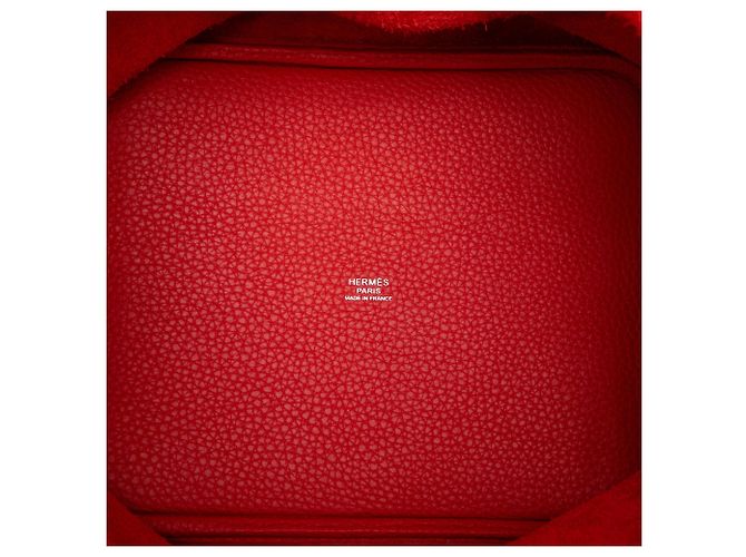 Hermès Picotin Lock 22 zweifarbig Rot in Clemence und Swift - Ansicht 4