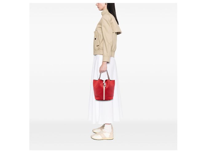 Hermès Picotin Lock 22 zweifarbig Rot in Clemence und Swift - Ansicht 5