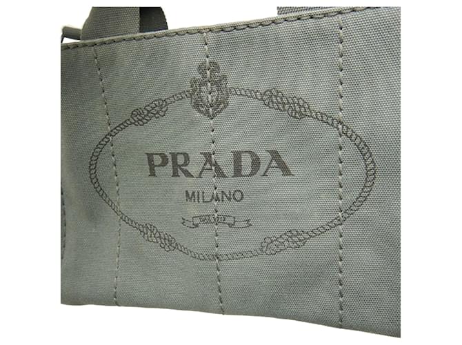 Borsa Prada Gray Small Canvas Canapa Logo Marrone Grigio antracite - vista 11