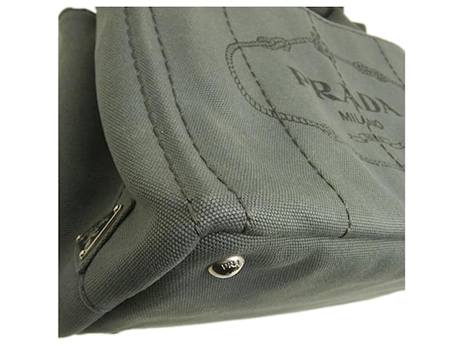 Borsa Prada Gray Small Canvas Canapa Logo Marrone Grigio antracite - vista 13